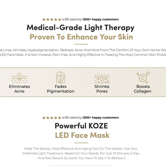 KOZE Glow & Revive Face Mask - Phototherapy Skin Rejuvenation - Picture 4 of 10